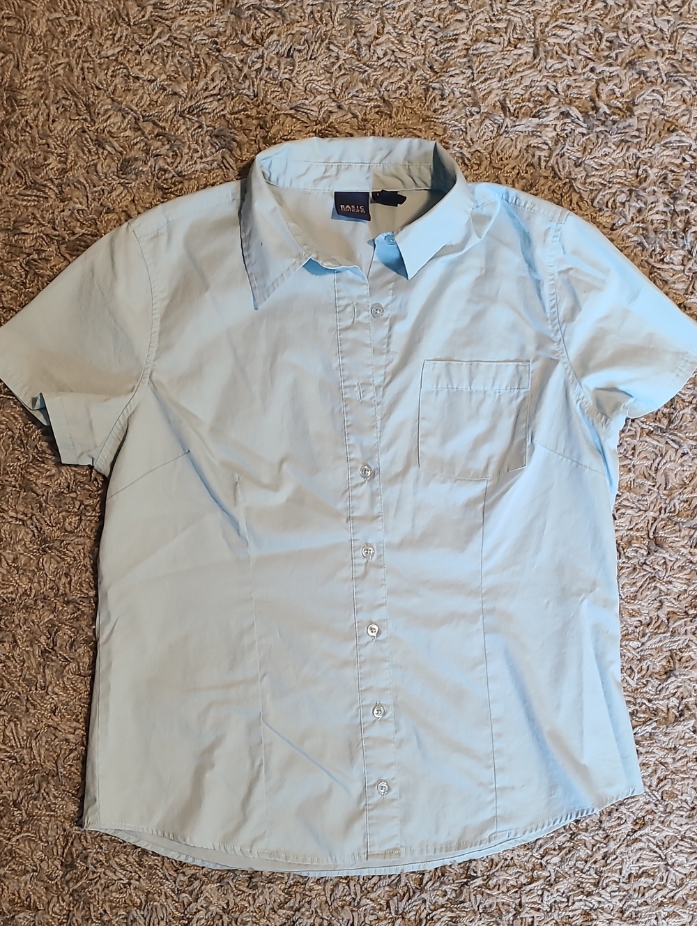Basic Editions Light Blue Short-Sleeve Button Front Shirt